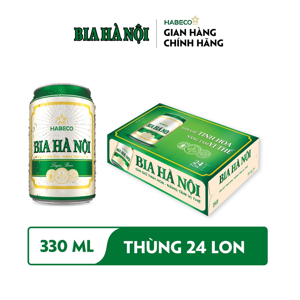 HỎA TỐC HÀ NỘI - Thùng 24 lon Bia Hà Nội Nhãn Xanh - HABECO (330ml/lon)