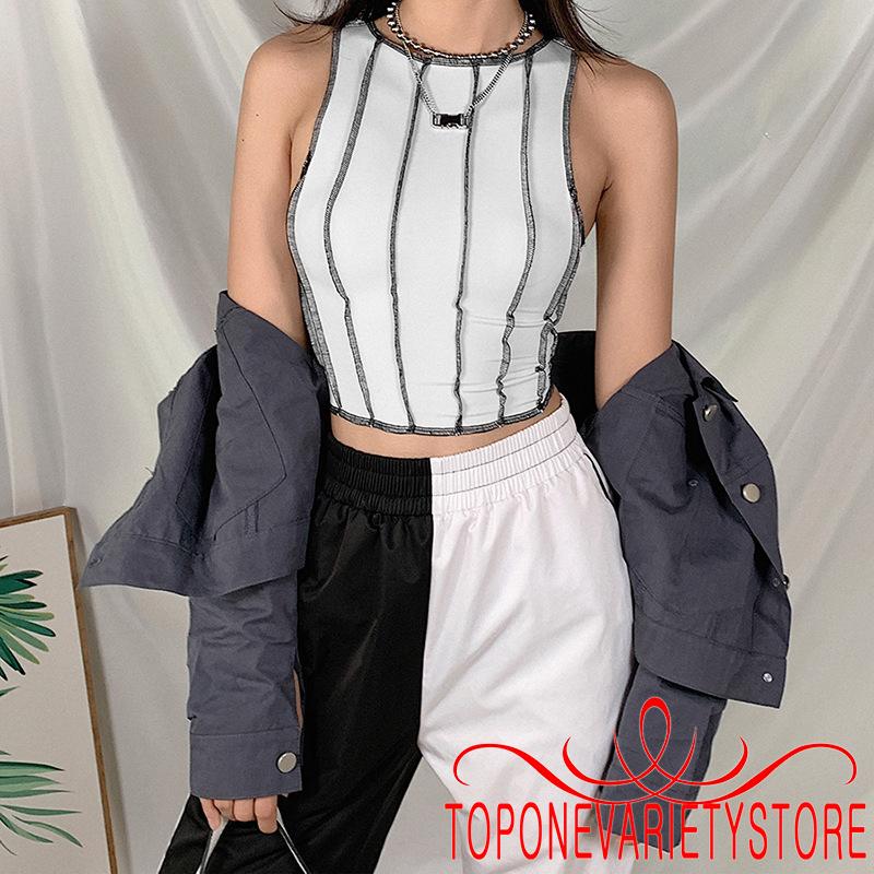 Áo Crop Top Nữ Tay Dài Kẻ Sọc Ngang Thời Trang | BigBuy360 - bigbuy360.vn