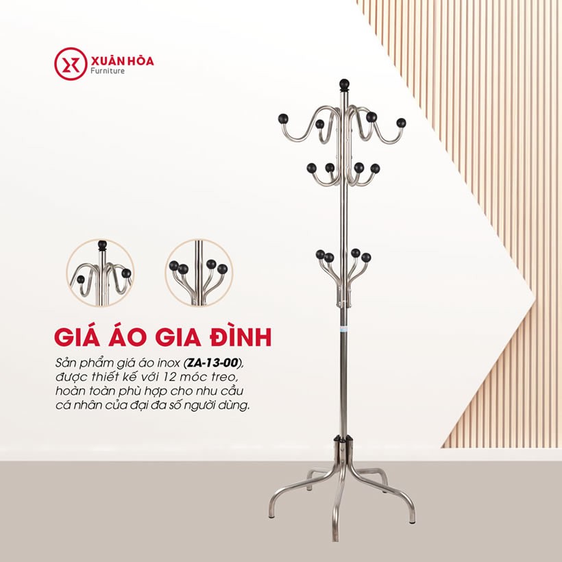 Giá treo quần áo, Cây treo quần áo khung inox ZA 13-00