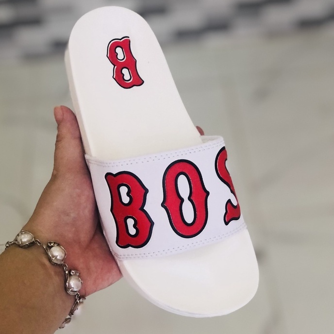 Dép unisex 𝐌𝐋𝐁 𝐁𝐎𝐒𝐓𝐎𝐍 ❤️FREESHIP + Hộp❤️ dép mlb quai ngang thể thao nữ in Boston nhiều màu