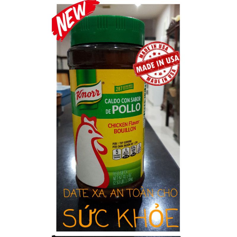 Bột nêm Knorr gà xách về từ mỹ - Mẫu mới nhất - Gia vị an toàn cho trẻ em và gia đình 1.14 kg