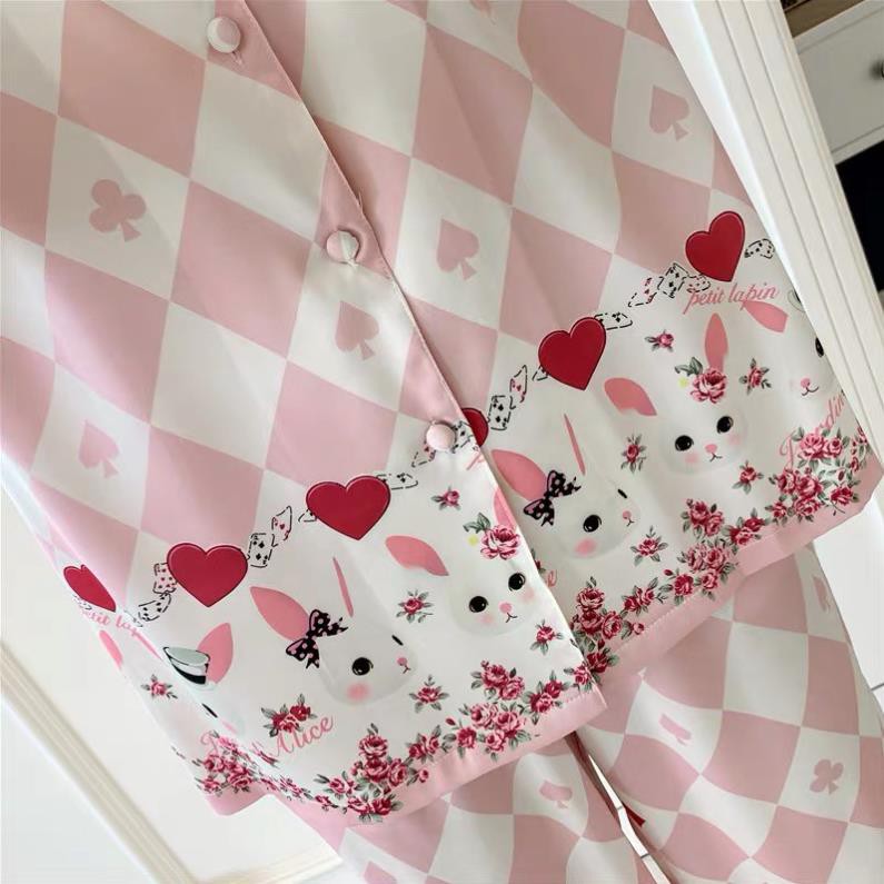 Bộ ngủ lụa pizama hoạ tiết lá bài hàng cao cấp