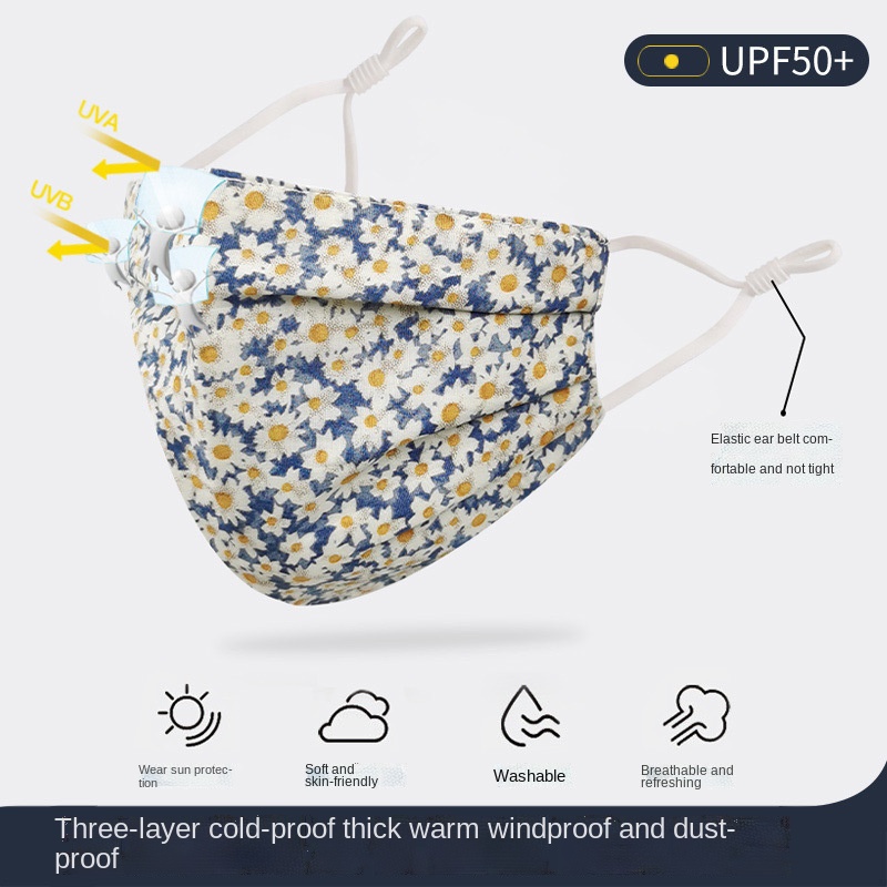 Khẩu Trang Cotton Chống Bụi In Họa Tiết Hoa Phong Cách Mới