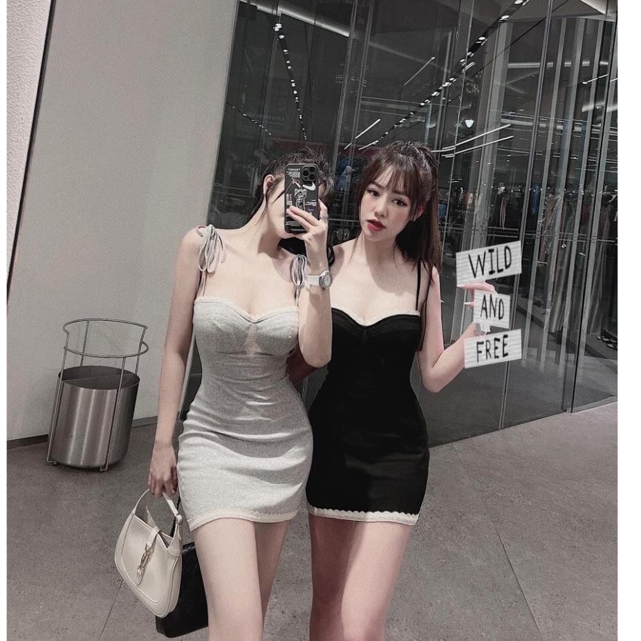 Váy Body 2 Dây Viền Ren Có Đệm Ngực Khóa Lưng Sexy
