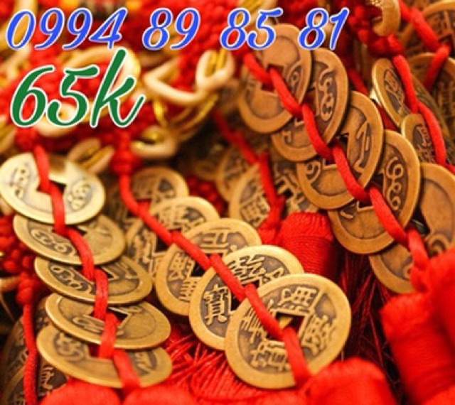 Tiền xu ngũ đế năm đồng xu có gắn tuađồng tâm kết mang may mắn bình an đồ phong thuỷ
