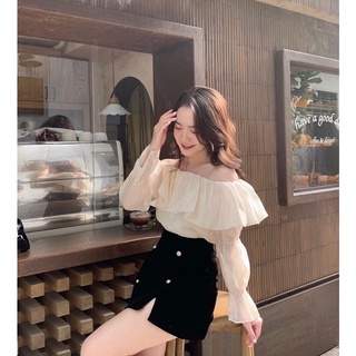 [ Ảnh shop chụp] Áo trễ vai voan tiểu thư