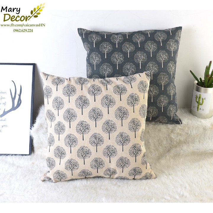 Gối tựa sofa Mary Decor - Họa tiết cây xám G-A06