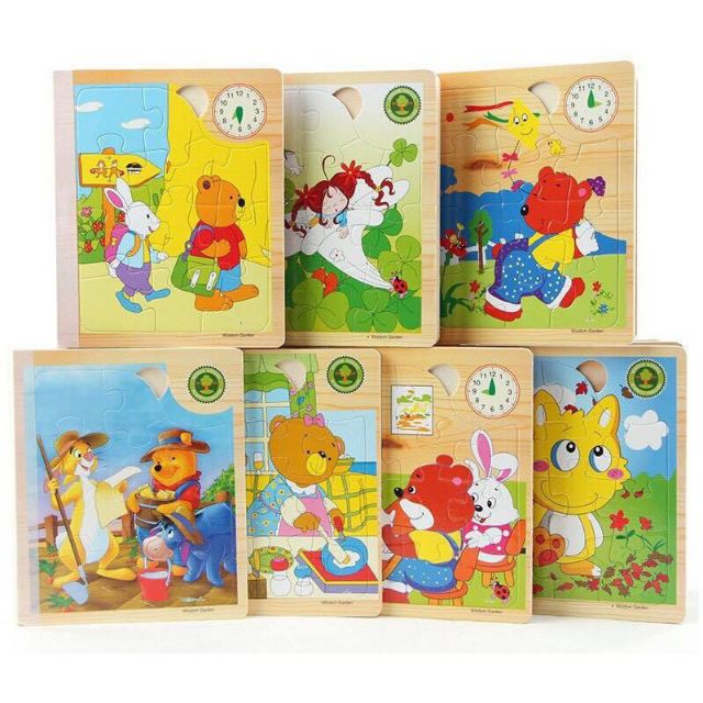 Đồ chơi sách gỗ ghép hình xếp được 6 tranh bằng gỗ - đồ chơi xếp hình puzzle thông minh