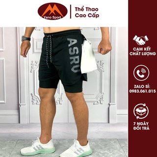 Quần Tập Gym Nam 2 LỚP ASRV Yano Sport Siêu Thấm Hút Mồ Hôi Co Giãn 4 Chiều Túi Khoá Kéo Tiện Lợi ASRVS 1