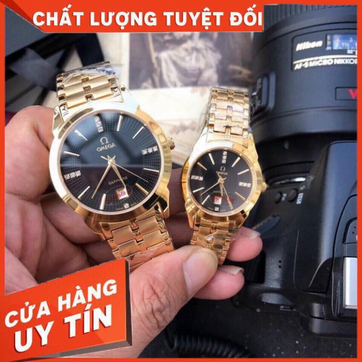 Đồng Hồ Đôi 0mega Sapphire OM037 Case 38mm Máy Pin Nhật Dây Thép 316L