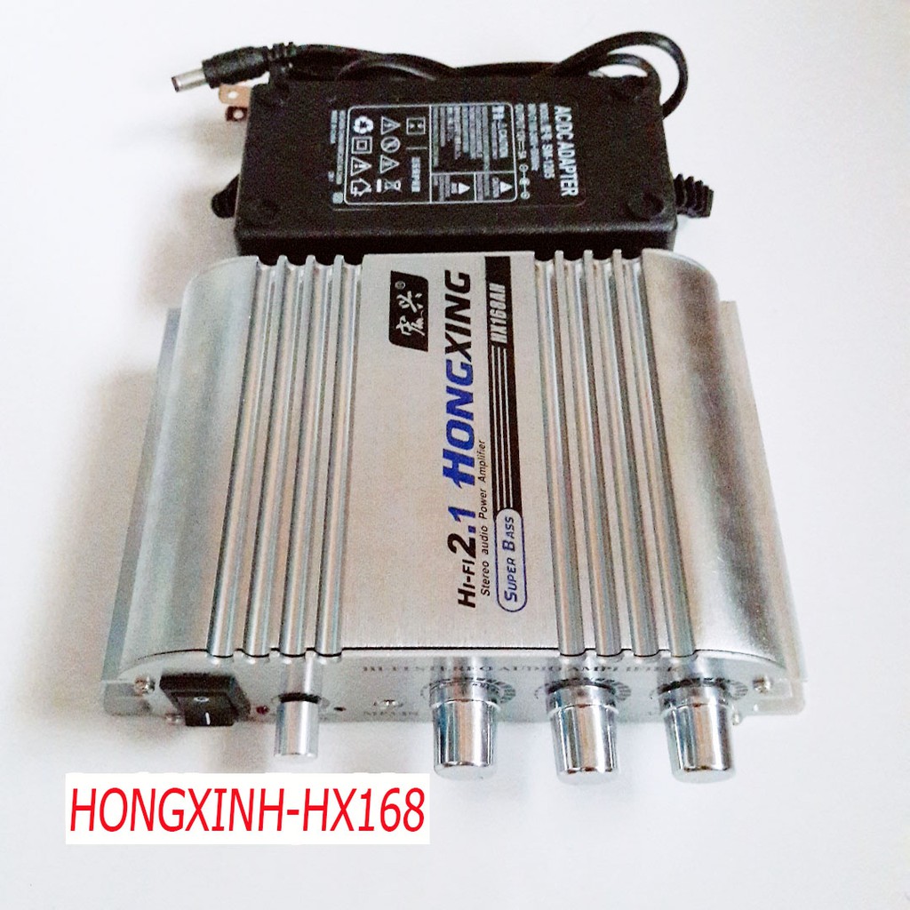 Âm ly mini 300w xh168 + nguồn adapter 12v-5a super bass