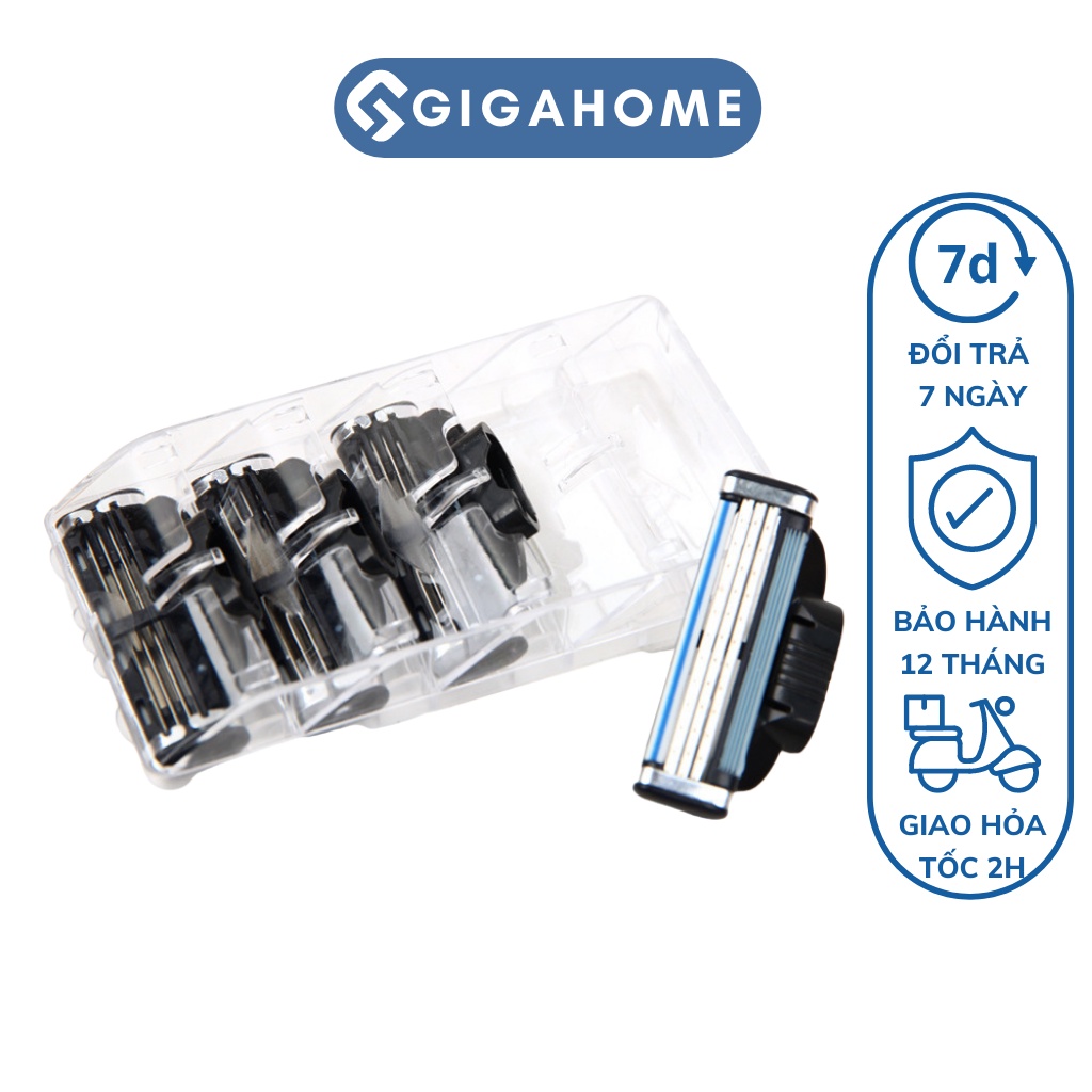 Bộ 4 Lưỡi Dao Cạo Râu 3 Lớp Cho Nam GIGAHOME Làm Sạch Nhanh Chóng 7375