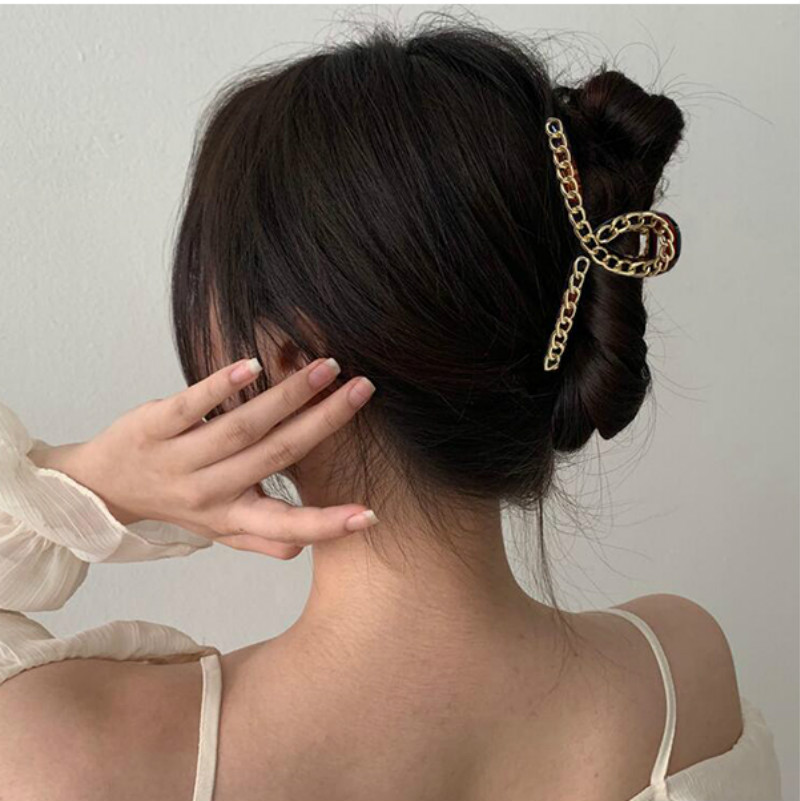 Kẹp tóc hình cá mập bằng kim loại thiết kế thanh lịch phong cách hàn quốc