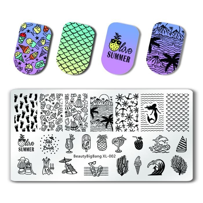 [Hàng mới về] Khuôn đóng dấu trang trí móng tay nghệ thuật BeautyBigBang hình chữ nhật kích thước 6x12cm