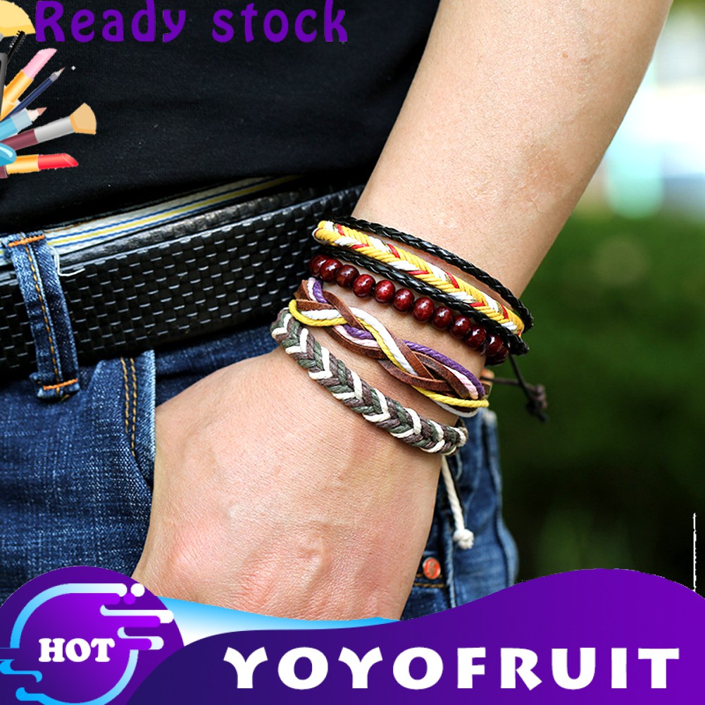 4 Vòng Tay Nam Giả Da Thời Trang