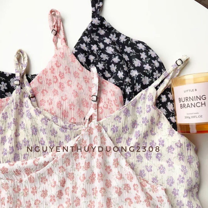 [Ảnh thật/Sẵn]Váy hoa nhí li nhăn đi biển mùa hè/Đầm 2 dây hoa nhí xinh xắn Ker. | BigBuy360 - bigbuy360.vn