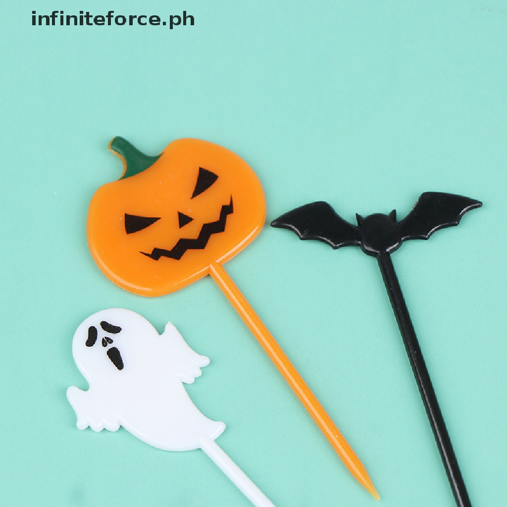 [IN]#Set 10 Nĩa Ăn Tráng Miệng Họa Tiết Hoạt Hình Phong Cách Halloween