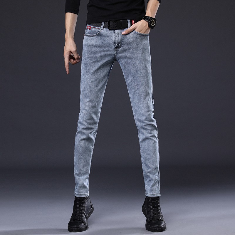 Quần Jeans Dài Màu Xám Khói Phong Cách Hàn Quốc Cho Nam Giới