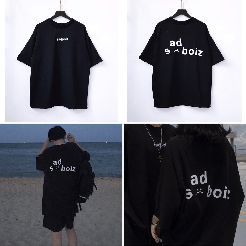 Áo thun tay lỡ SADBOIZ phản quang phom to rộng cổ tròn phong cách Unisex Áo phông tay ngắn phong cách Ulzzang Hàn Quốc