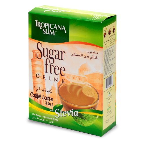 [COMBO 3 HỘP] Cà Phê Ăn Kiêng Tropicana Slim Caffe Latte Với Chiết Xuất Cỏ Ngọt Stevia 3in1 10 Gói 14g - Kivo