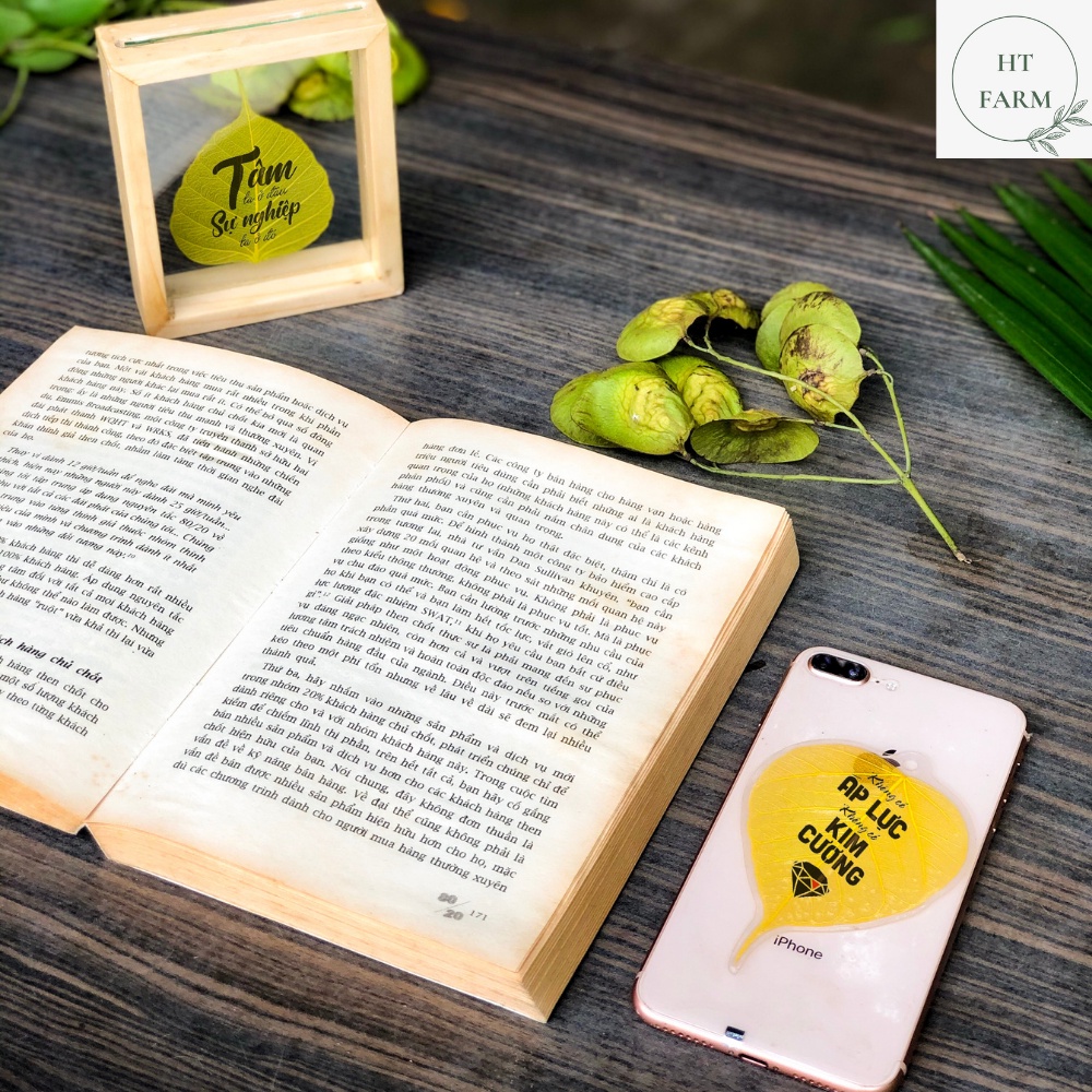 [12 Mẫu] Lá bồ đề in Slogan tạo động lực, truyền cảm hứng (Bookmark, Ốp điện thoại, Trang trí văn phòng)