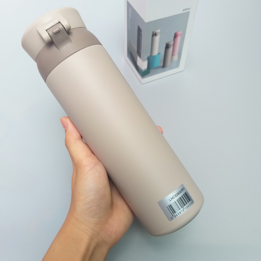 Bình giữ nhiệt Lock&amp;Lock Wannabe One Touch LHC3240GRY 450ml Inox316 - xám