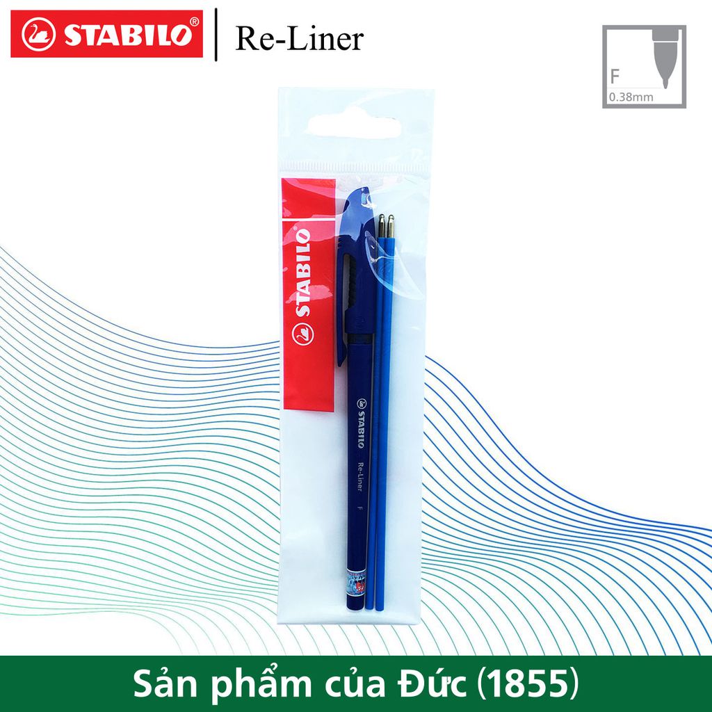 Bộ 1 bút bi STABILO Re-liner 868 0.7mm màu xanh + 2 ruột 868R xanh (BP868F-C1A)