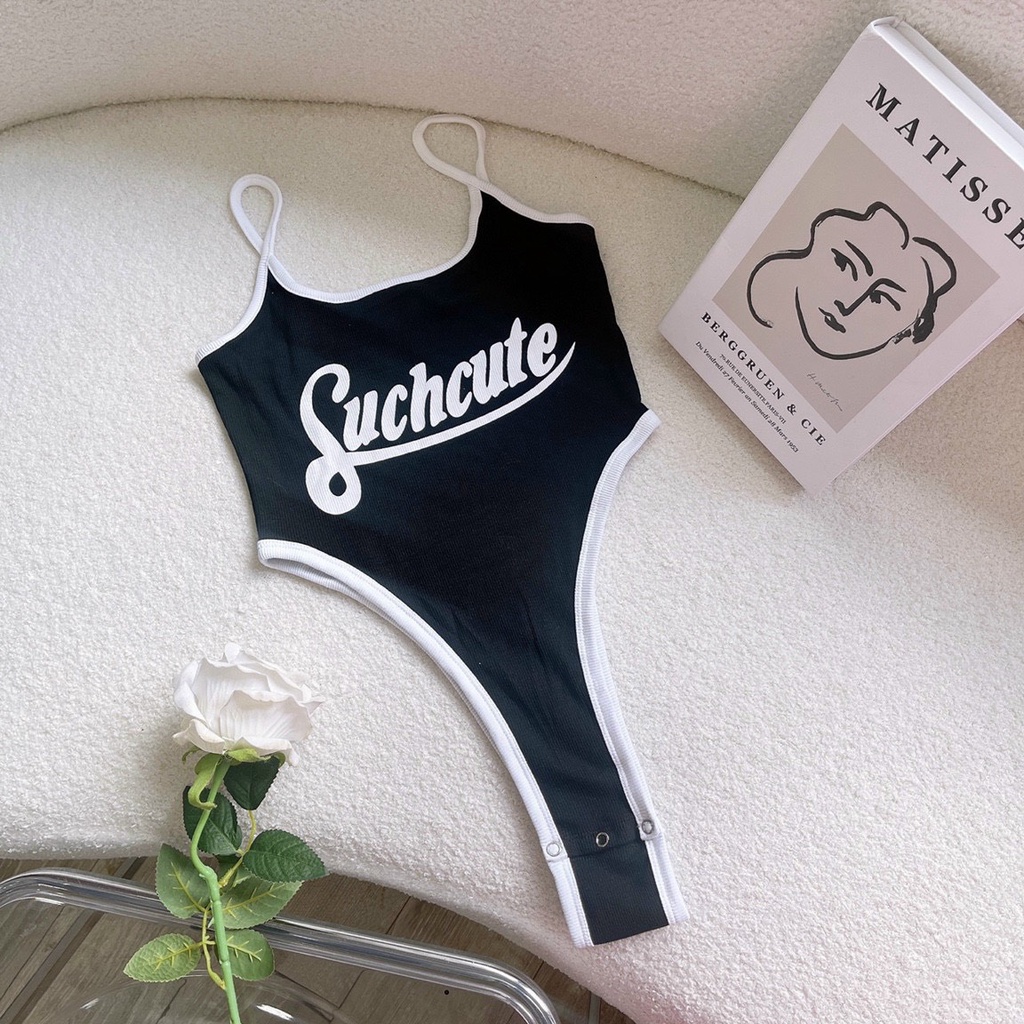 Body suit 2 dây in chữ cute cực xinh , cá tính cho mùa hè năng động