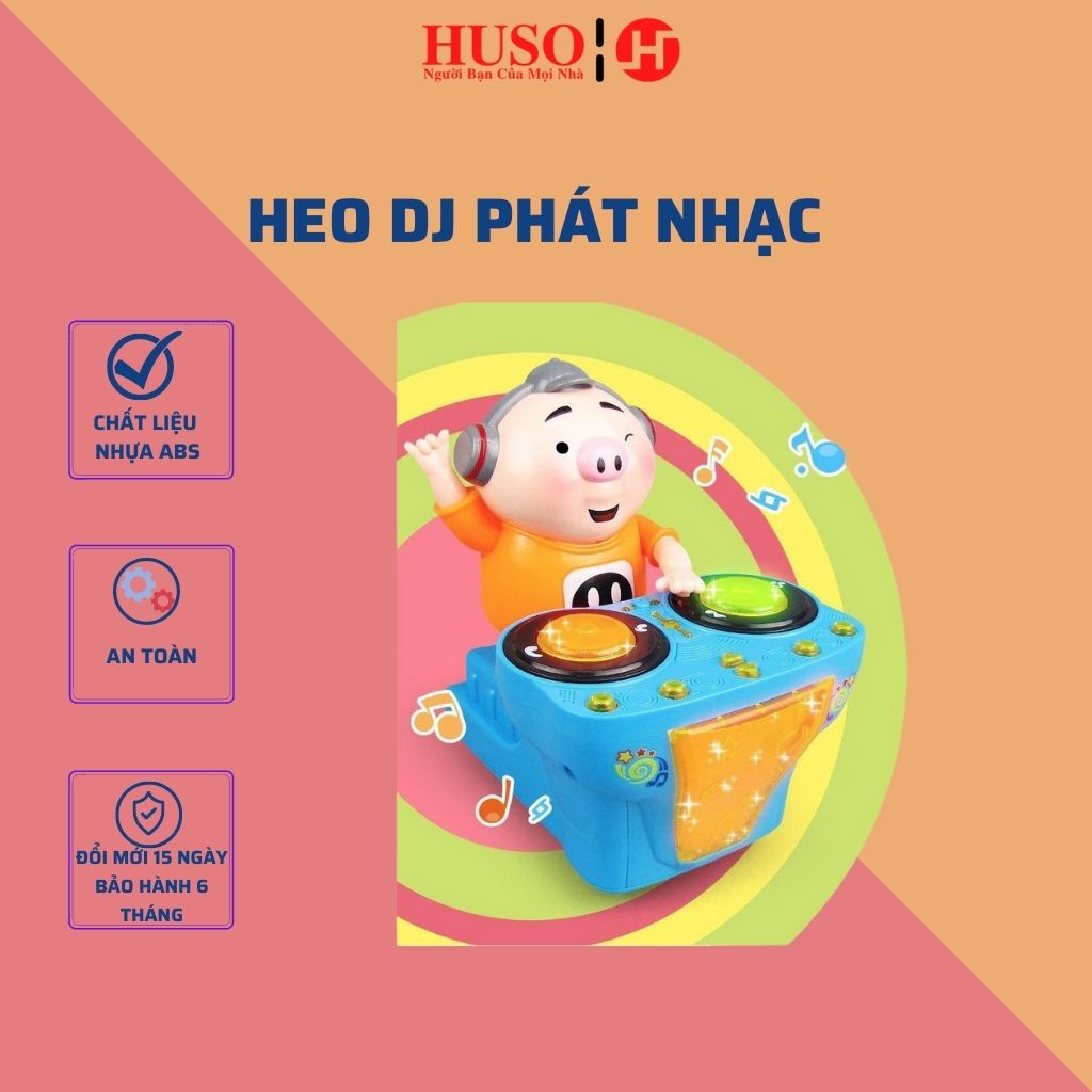 Heo phát nhạc - chú heo chơi DJ năng động siêu dễ thương nhảy theo nhạc và đèn cho bé