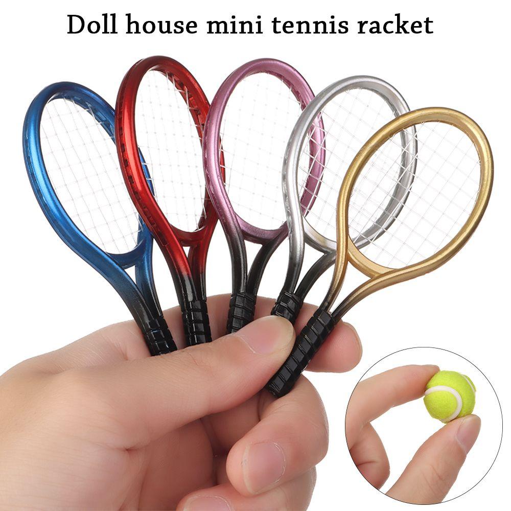 1 Bộ Vợt Đánh Tennis Mini Tỉ Lệ 1 / 6 1 / 12 Cho Nhà Búp Bê