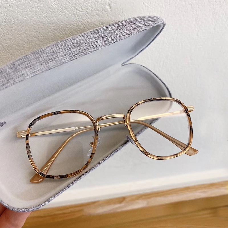 Mắt Kính Gọng Kim Loại Tròn Chống Bức Xạ Máy Tính Phong Cách Hàn Quốc Cho Nam Và Nữ