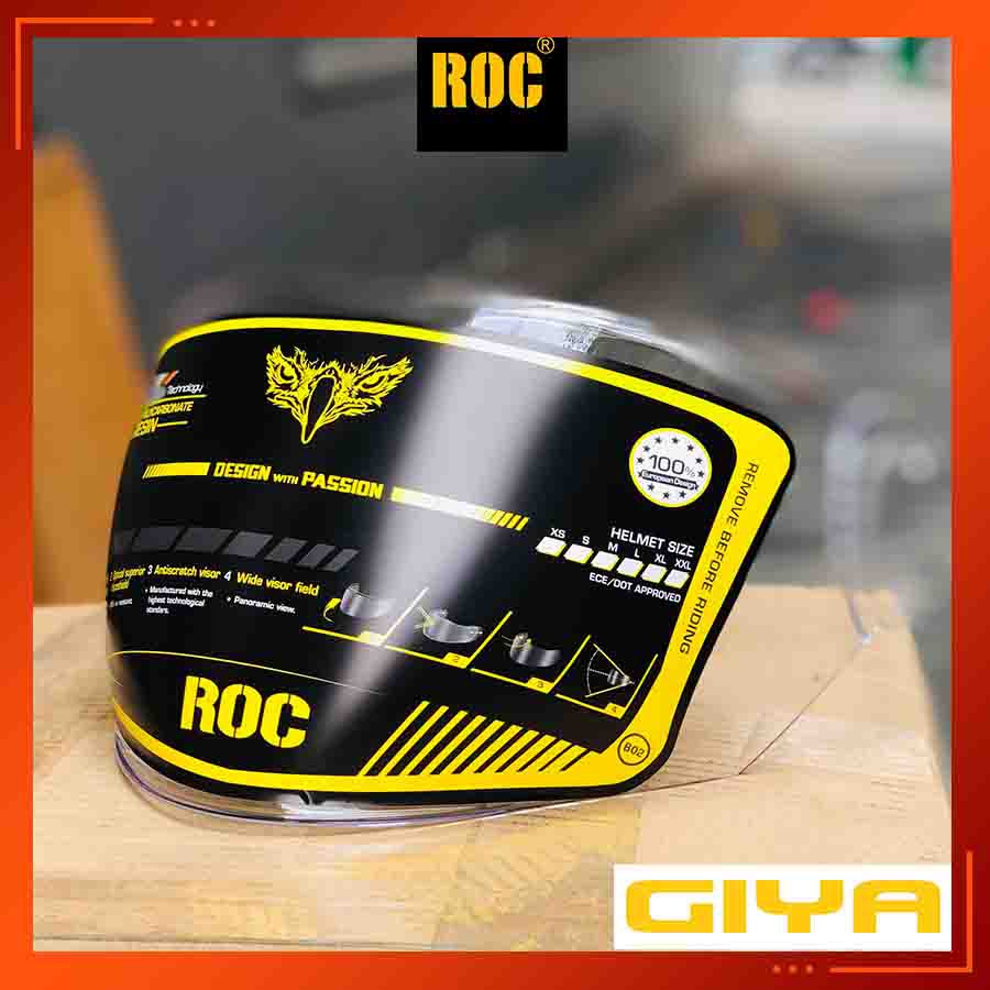 Kính thay mũ bảo hiểm 3/4 ROC R6 chính hãng