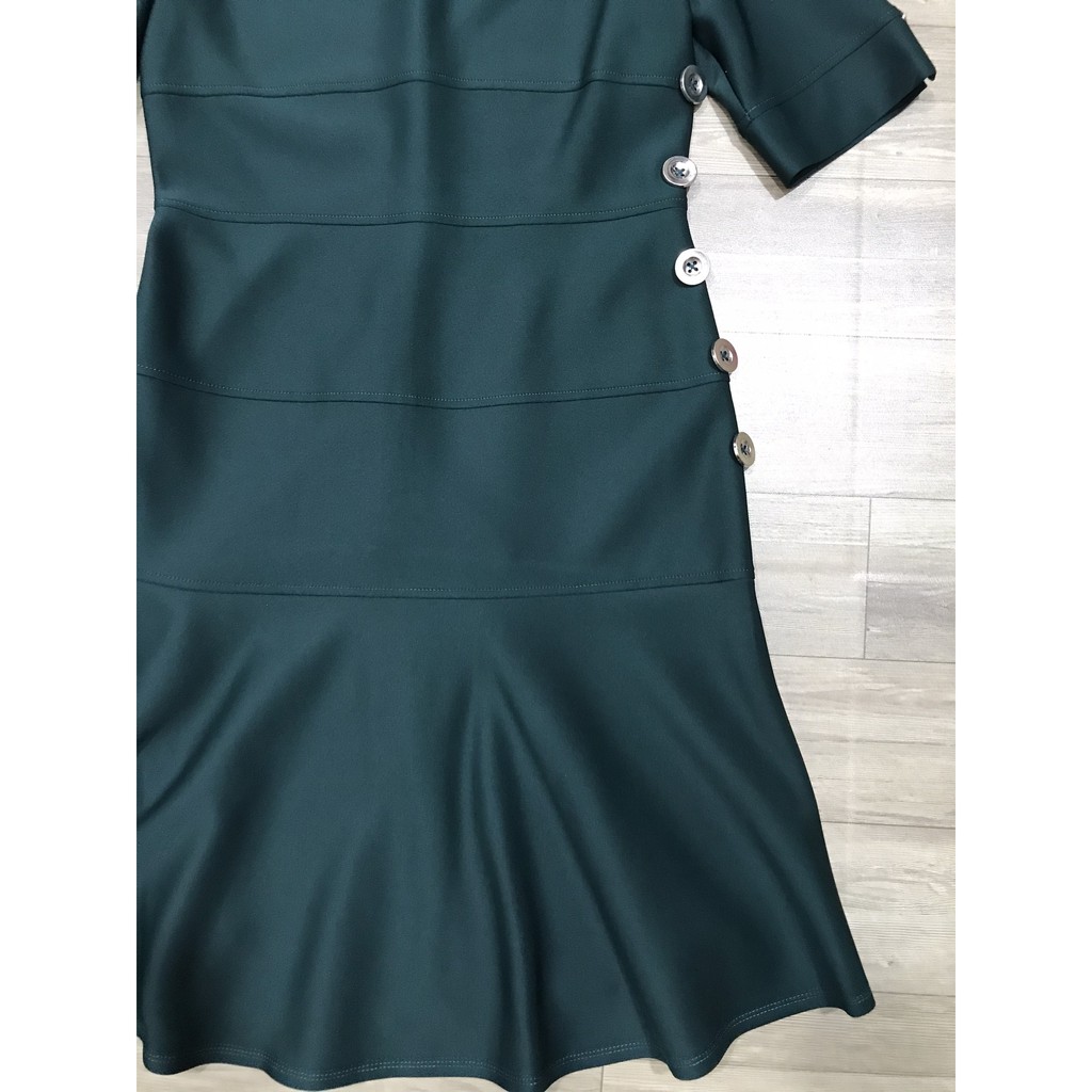 Đầm xanh rêu tay lỡ Signature vnxk