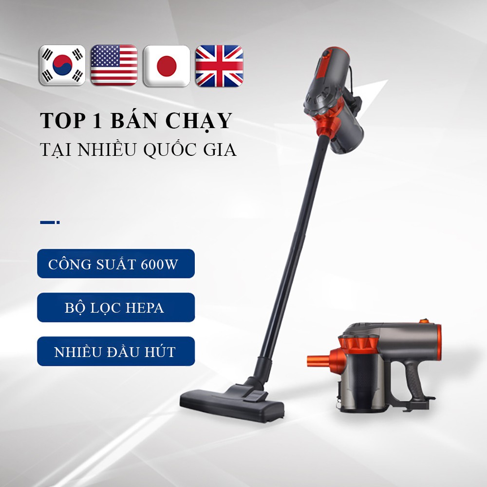 Máy hút bụi cầm tay đa năng cao cấp với nhiều đầu hút và dây cắm dài giúp bạn dọn dẹp nhanh chóng và tiện lợi. BH 2 năm.
