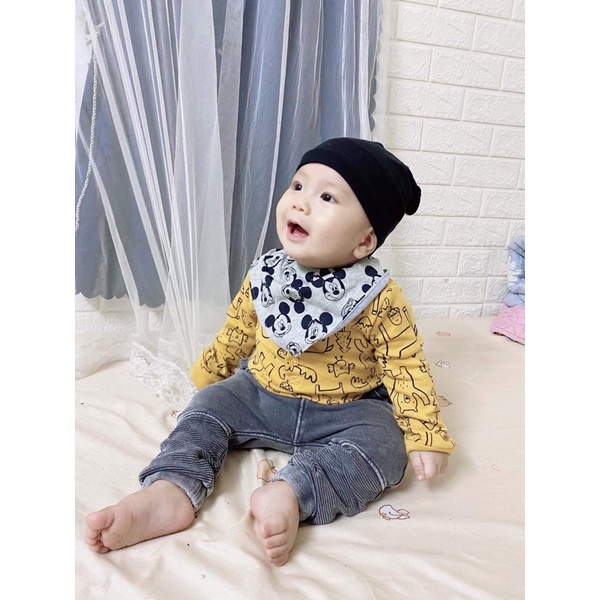 yếm cổ 2 lớp cotton cho bé [Mickey size 0-1,5y]