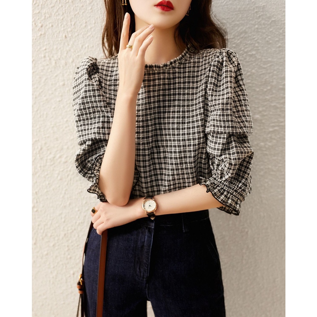 Women's Plaid Long Sleeve Shirts Fashion Personality