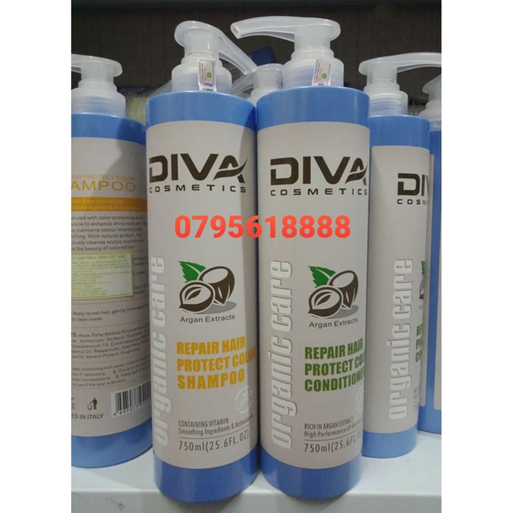 Dầu gội Diva Xanh phục hồi tóc hư tổn khô sơ kiềm dầu sạch gàu, cặp gội xả chính hãng 500ml – 750ml chính hãng