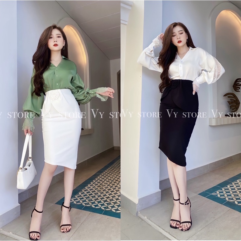 ÁO SƠ MI công sở tay phối ren (A53) - Hàng thiết kế Vy store