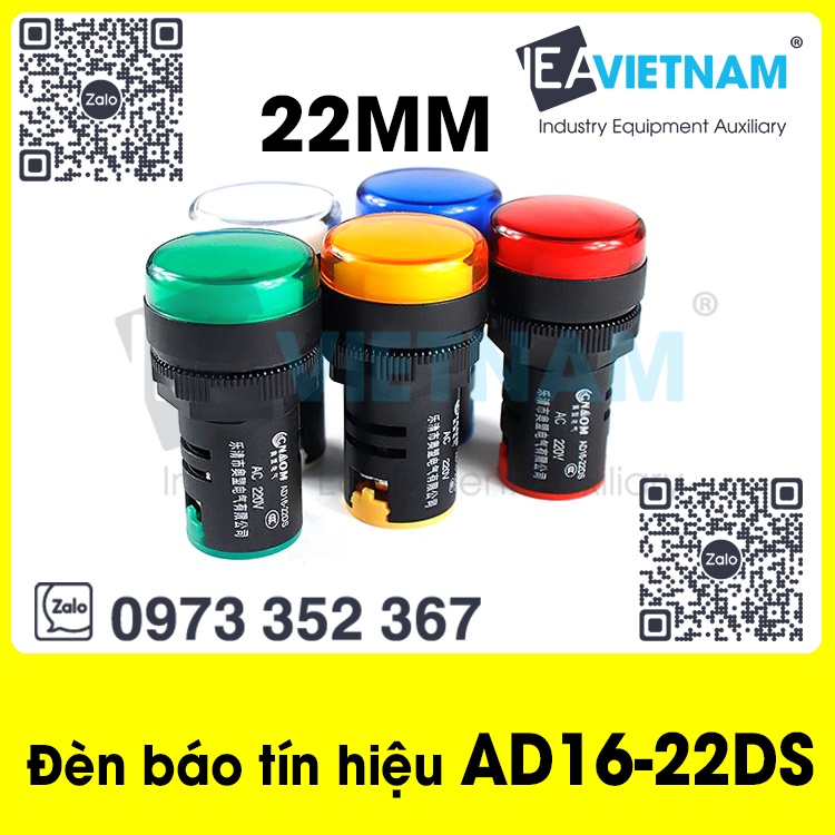 Đèn báo tín hiệu phi 22 AD16-22DS 220V 24V / Đèn báo pha phi 22mm có LED / Đèn báo phi 22