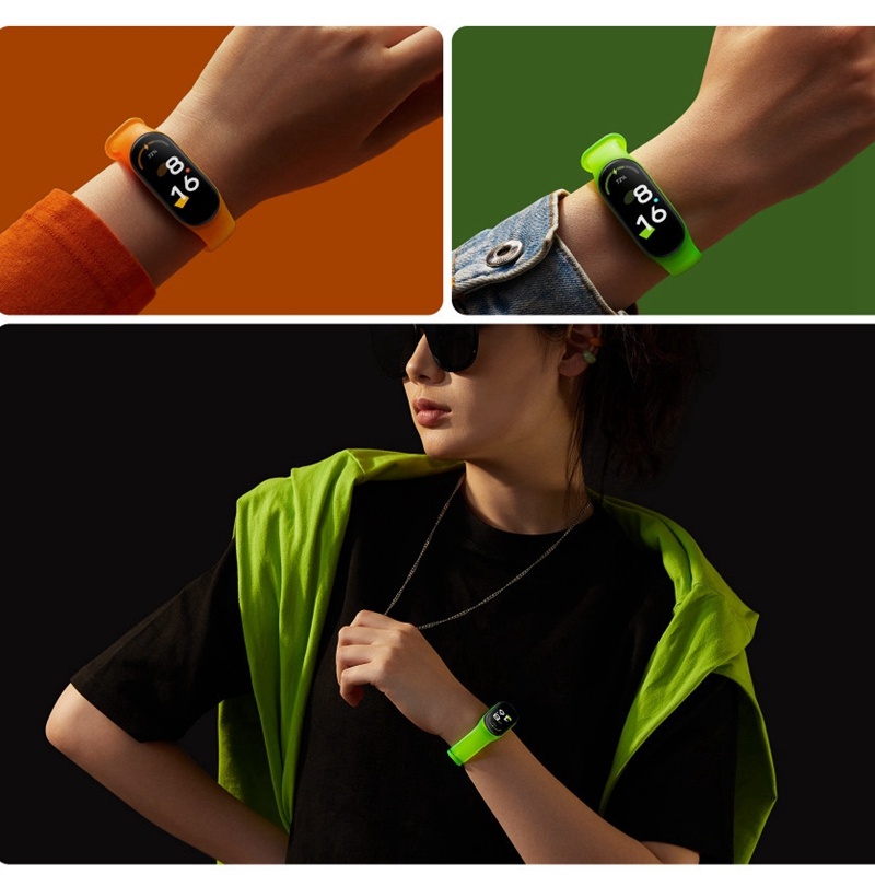 Dây Đeo Thay Thế Chất Liệu Silicon Màu Dạ Quang Thời Trang Cho Xiaomi Band 7 6 5 Mi Band 5 6 7