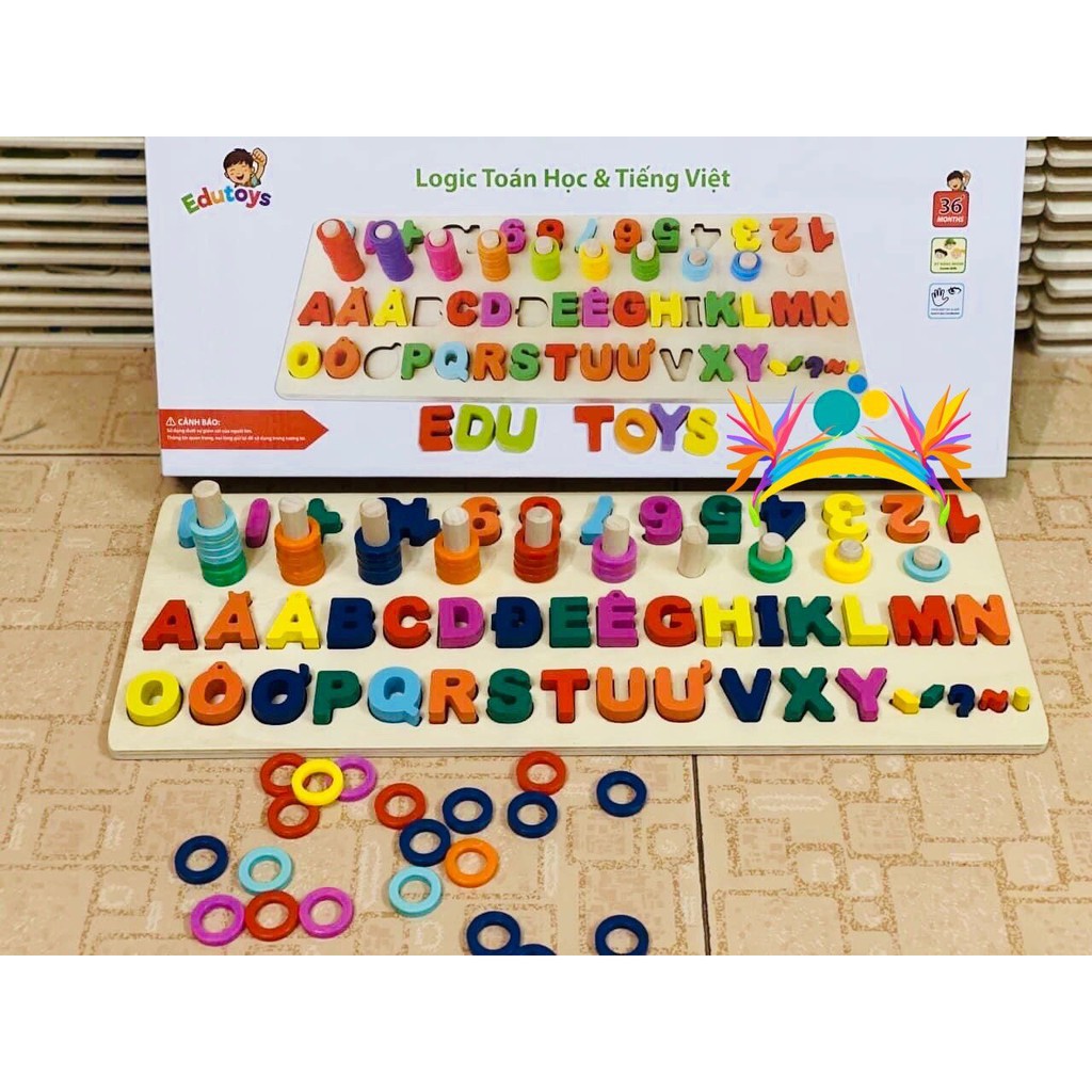 🌟 Bảng Chữ Cái Và Số Tiếng Việt Cột Tính Montessori Bằng Gỗ An Toàn Giáo Dục cho Bé