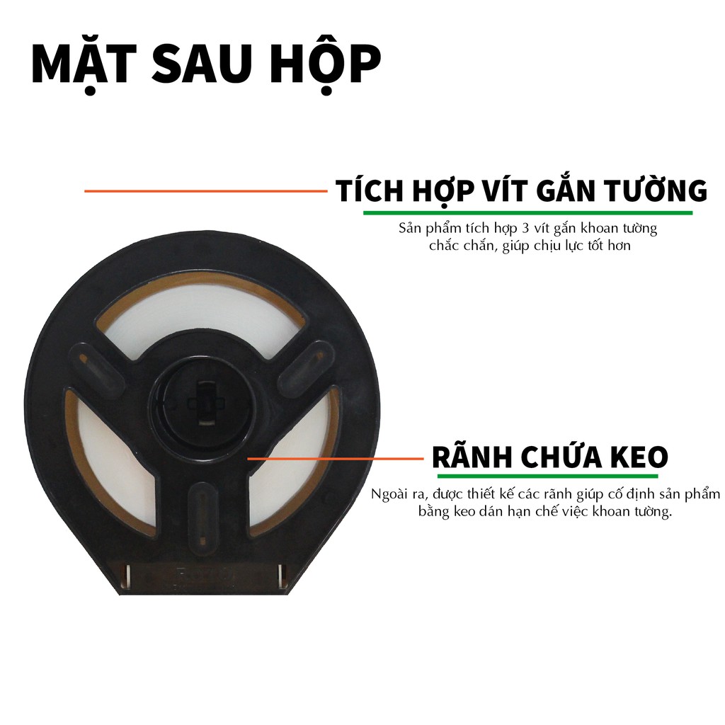 [Flash Sale] Hộp đựng giấy vệ sinh cuộn lớn cỡ lớn Roto (Màu Đen) bảo hành 1 đổi 1