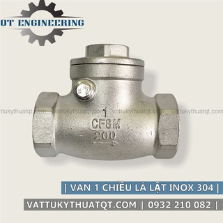Van 1 Chiều Lá Lật Inox 304 | Nối Ren | DN32, DN40, DN50 [VATTUKYTHUATQT.COM]