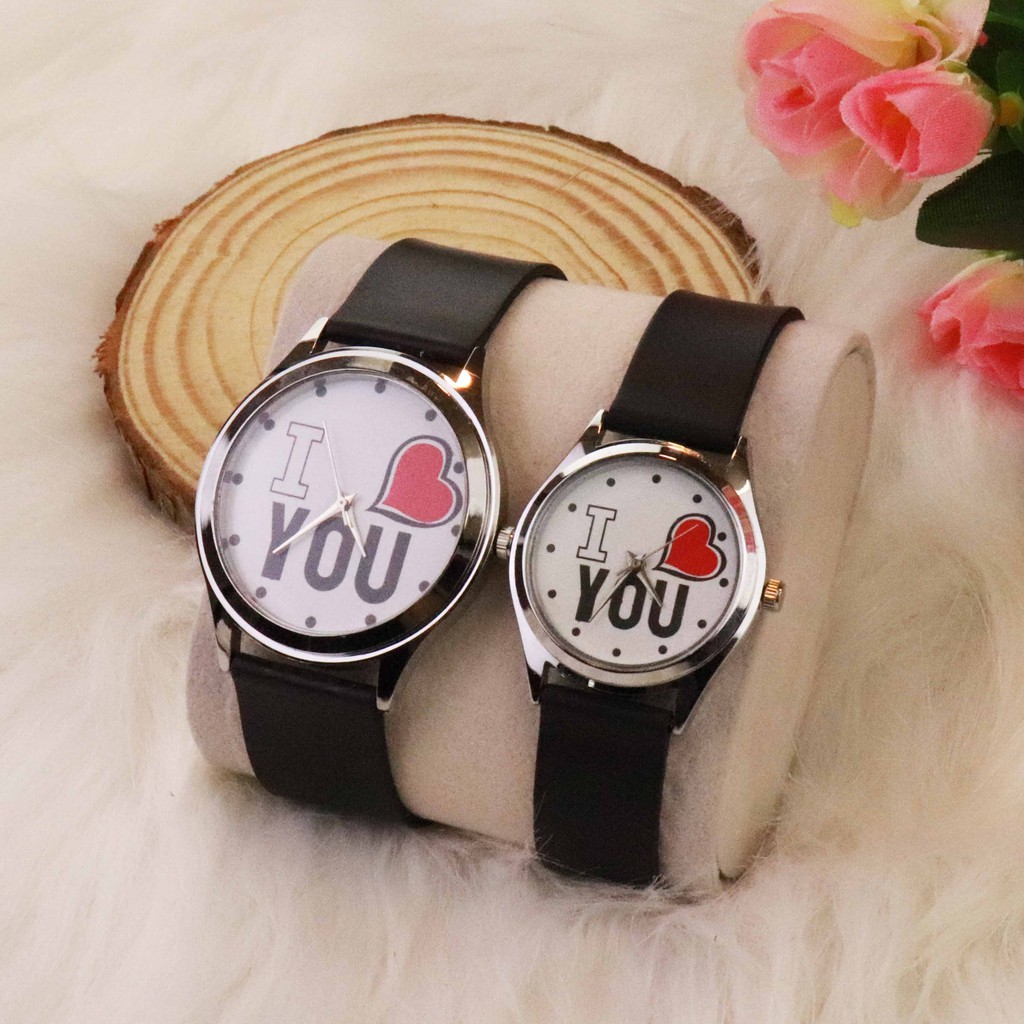 Đồng hồ cặp tình nhân nam nữ ILOVE YOU cực đẹp, dây cao su êm tay | BigBuy360 - bigbuy360.vn