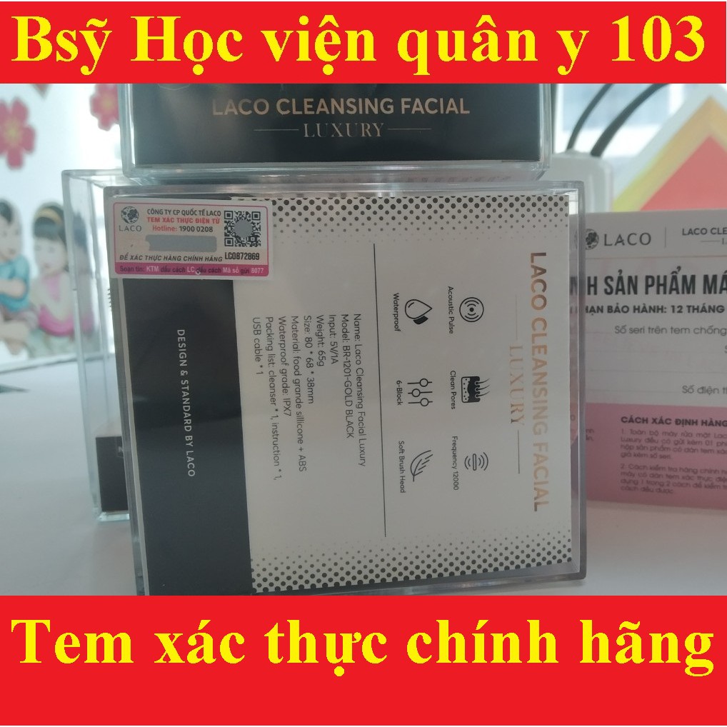 Máy rửa mặt Laco Luxury, chính hãng bảo hành 12 tháng, [son,bông tẩy trang]