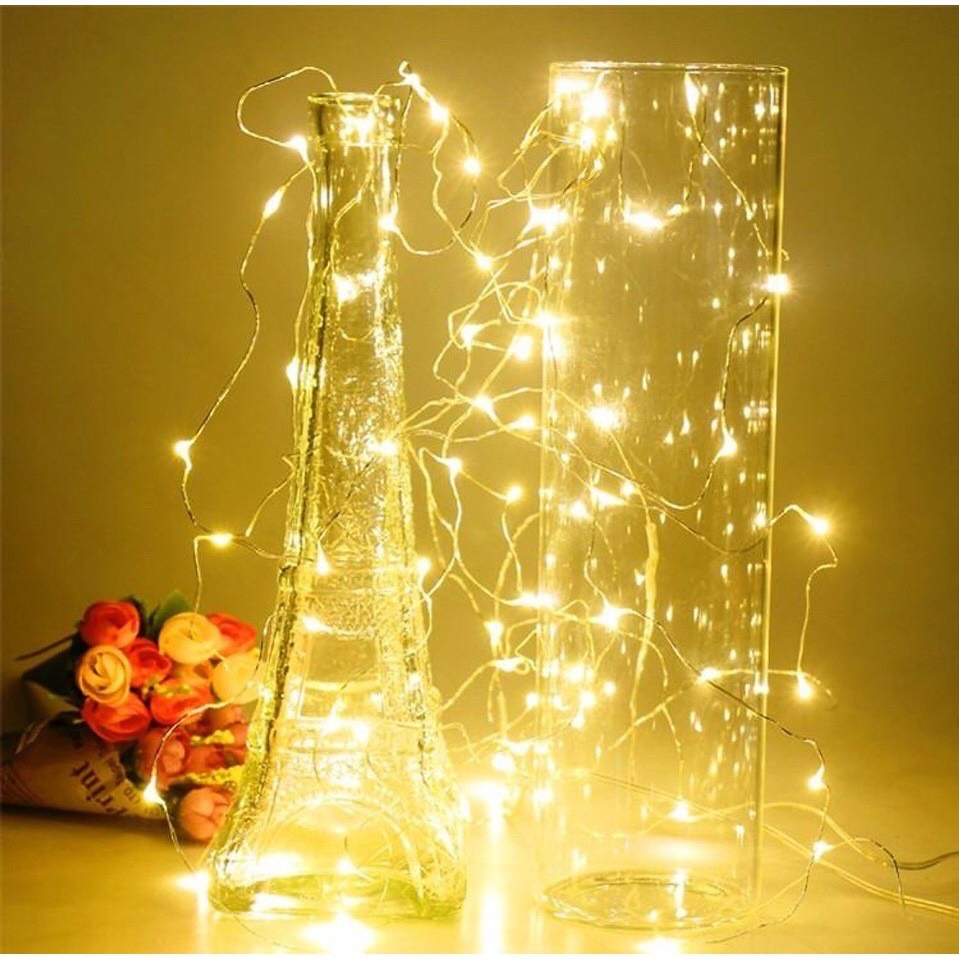 Chọn Màu-Kèm Pin AG13- Chỉnh 3 Kiểu Chớp - Đèn Led Đom Đóm Fairy Light Trang Trí Decor Quấn Cây Sân Vườn Noel Lễ Tết