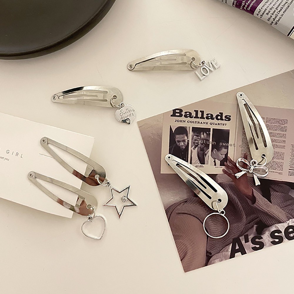 Kẹp Tóc Kim Loại Hình Ngôi Sao / Trái Tim Dễ Thương Cho Nữ