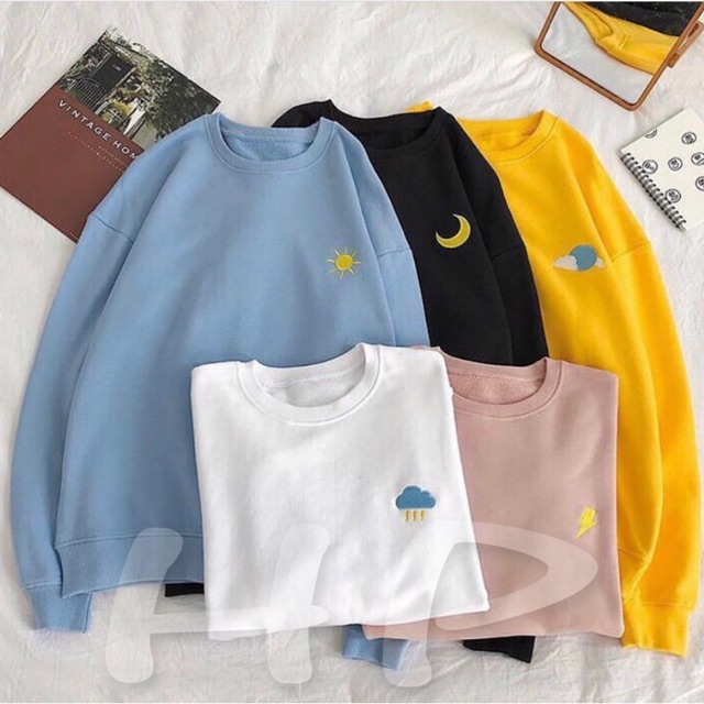 Áo logo thời tiết bo gấu THG876, Áo nỉ Unisex from rộng, Chất nỉ ấm mặc không xù, thiết kế phong cách - MODY