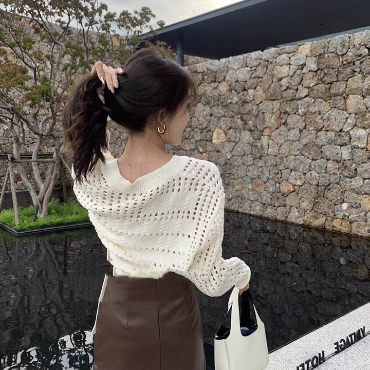 Set cardigan 2 món len lưới dây khuy Hàng QC SĐ04