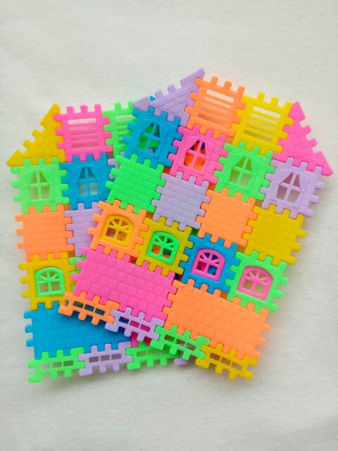 Bộ Đồ Chơi Xếp Hình Ngôi Nhà Mini Bằng Nhựa Nhiều Màu Sắc Cho Bé